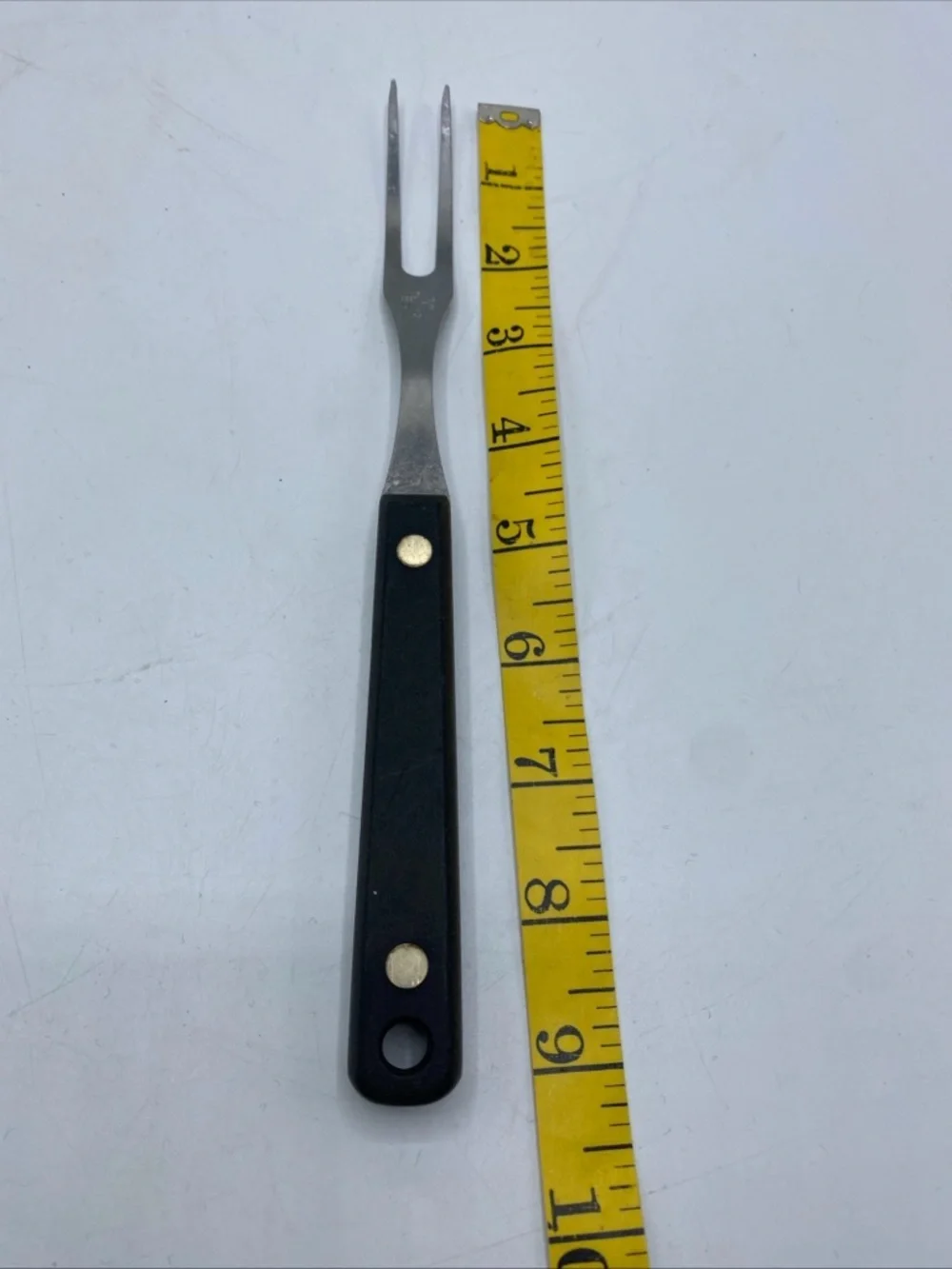 Vintage Flint Kitchen Cooking Utensil Fork  Black Composite Handle 9” 2 Prong